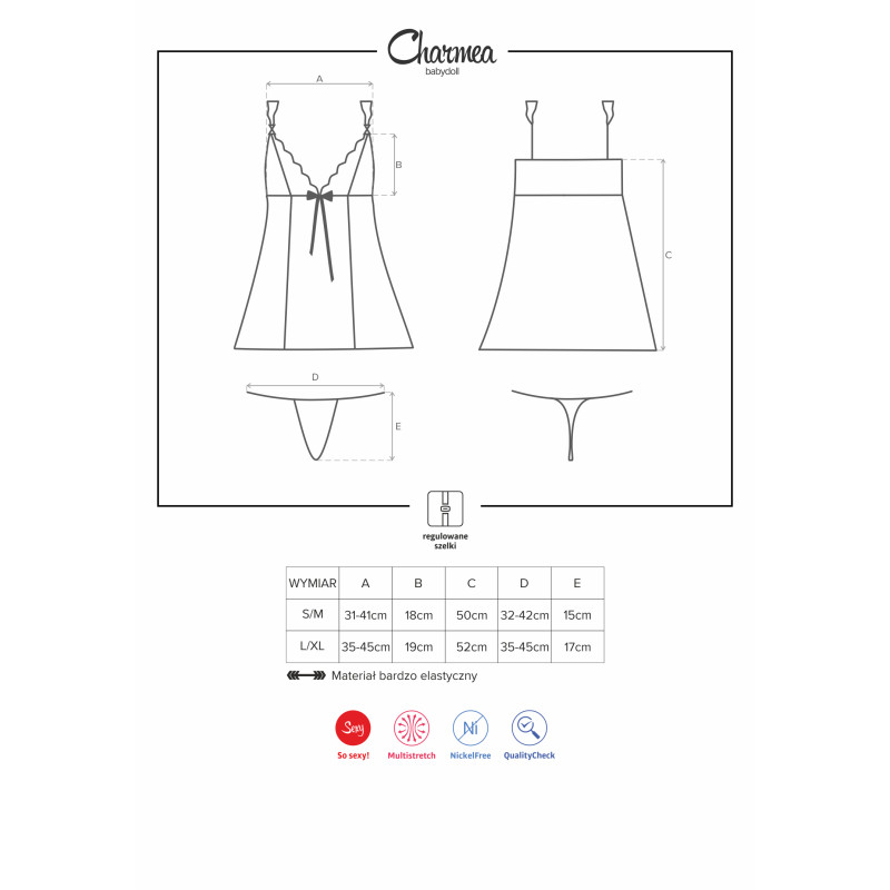 Сорочка Obsessive Charmea Черная L/XL Сорочка Obsessive Charmea Черная L/XL