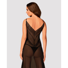 Длинная полупрозрачная рубашка Obsessive Estiqua chemise черная M/L