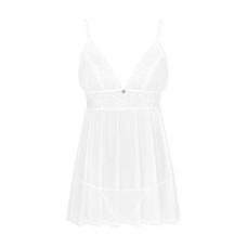 Пеньюар и трусики Obsessive Heavenlly babydoll & thong белые M/L