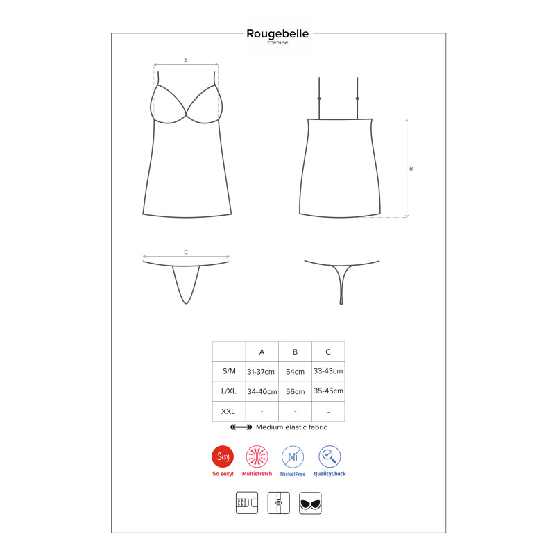 Сорочка Obsessive Rougebelle Красная S/M Сорочка Obsessive Rougebelle Красная S/M