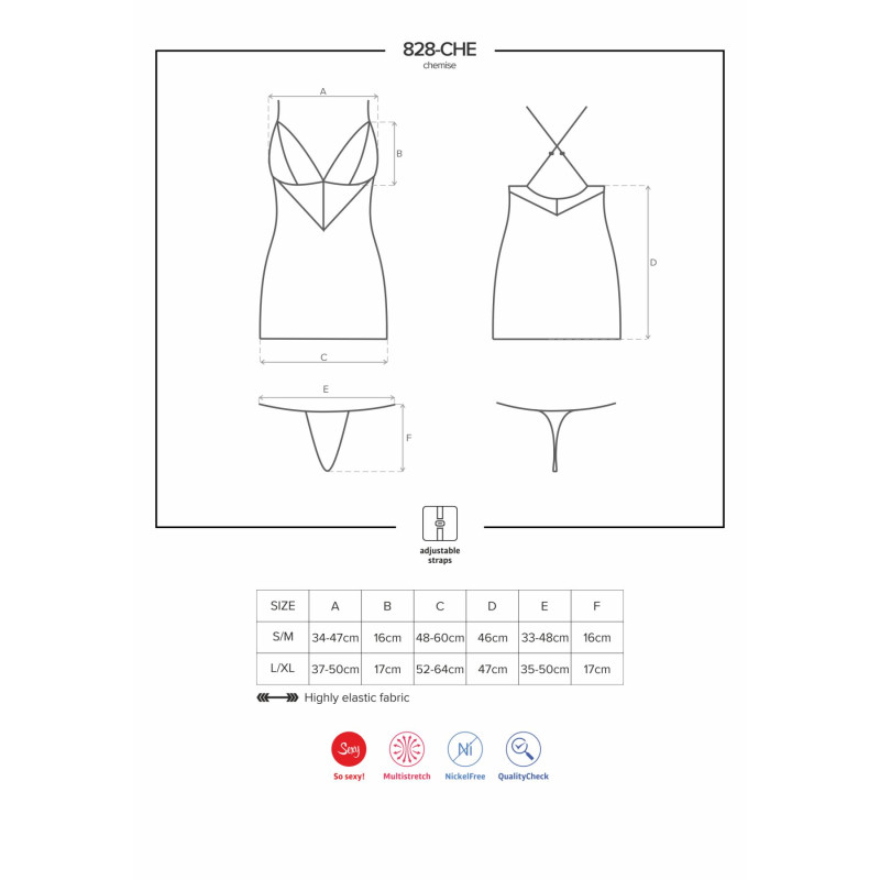 Сатиновый комплект для сна с кружевом Obsessive 828-CHE-1 chemise & thong черный S/M Сатиновый комплект для сна с кружевом Obsessive 828-CHE-1 chemise & thong черный S/M