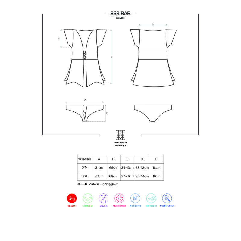 Сорочка Obsessive 868-CHE-1 Черная L/XL Сорочка Obsessive 868-CHE-1 Черная L/XL