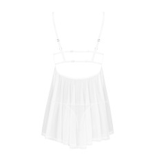 Пеньюар и трусики Obsessive Heavenlly babydoll & thong белые M/L