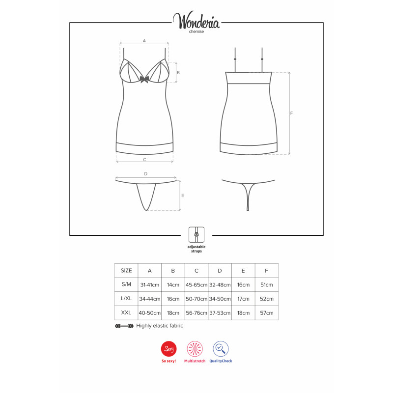 Сорочка Obsessive Wonderia Черная S/M