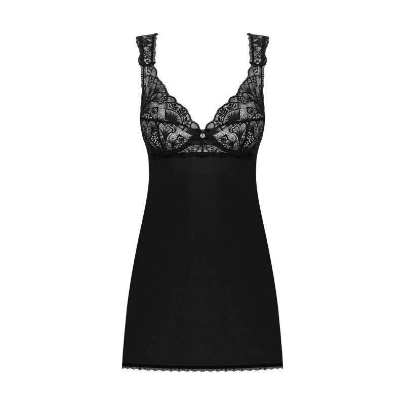 Сорочка бебі-дол з мереживом на грудях Obsessive Donna Dream babydoll чорна M/L Сорочка бебі-дол з мереживом на грудях Obsessive Donna Dream babydoll чорна M/L