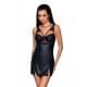 Беби-долл из эко-кожи и кружева Loona Chemise Passion black S/M