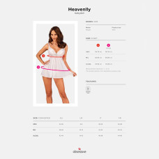 Пеньюар и трусики Obsessive Heavenlly babydoll & thong белые M/L