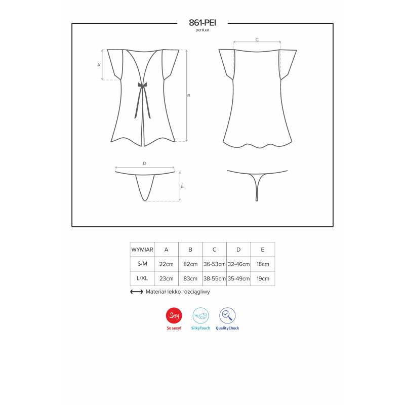 Пеньюар Obsessive 861-PEI-5 Рожевий S/M Пеньюар Obsessive 861-PEI-5 Рожевий S/M