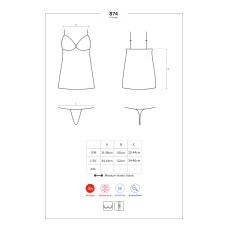 Сорочка Obsessive 874-CHE-2 Бежевая L/XL