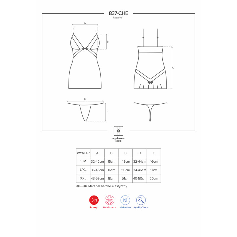 Рубашка Obsessive 837-CHE-1 Чорна S/M Рубашка Obsessive 837-CHE-1 Чорна S/M