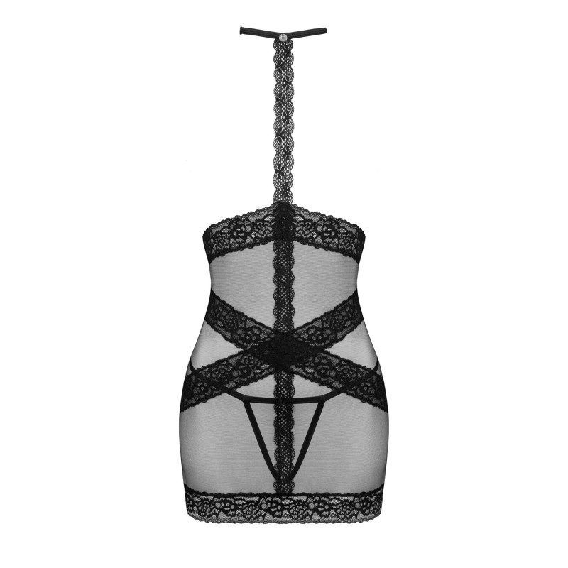 Полупрозрачная рубашка с открытой грудью Obsessive Lacrisia chemise черная XS/S Полупрозрачная рубашка с открытой грудью Obsessive Lacrisia chemise черная XS/S