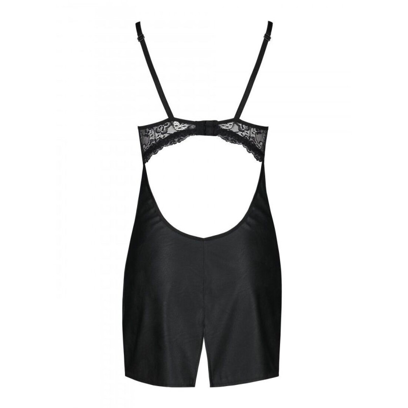 Беби-долл из эко-кожи и кружева Loona Chemise Passion black XXL/XXXL Беби-долл из эко-кожи и кружева Loona Chemise Passion black XXL/XXXL