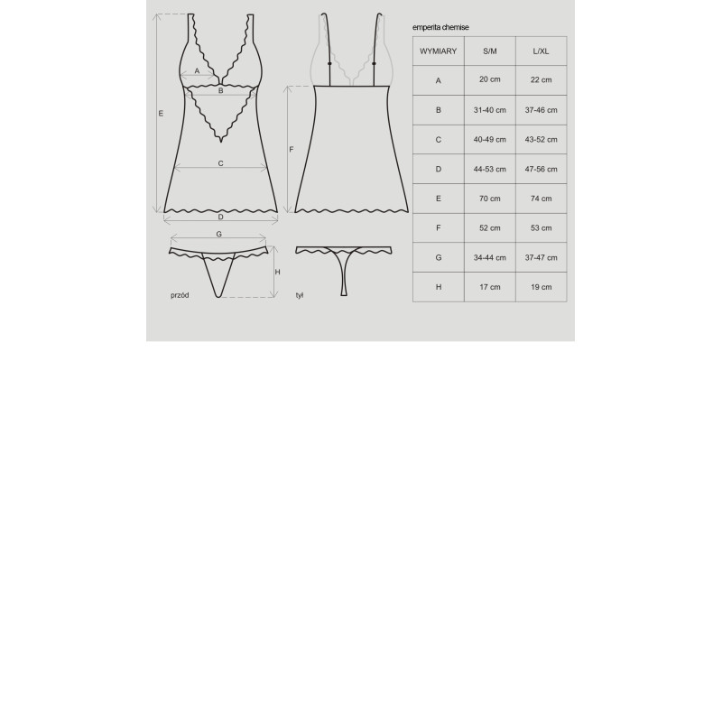 Сорочка Obsessive Emperita Черная S/M