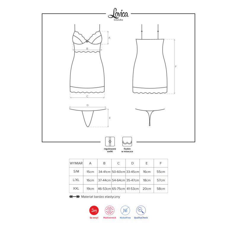 Сорочка Obsessive Lovica Красная XXL