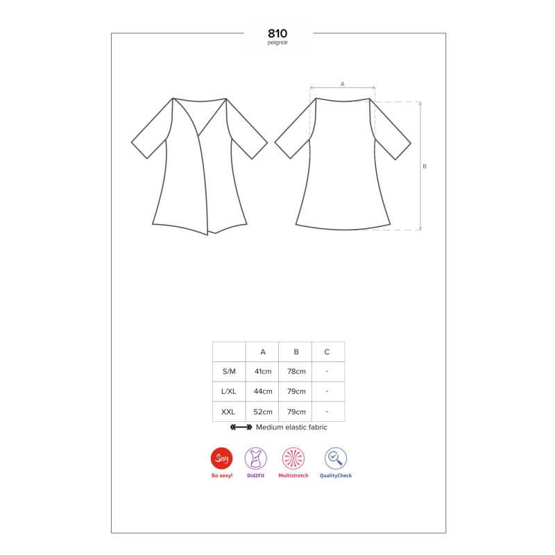 Сатиновий відкритий пеньюар на поясі Obsessive 810-PEI–1 peignoir black чорний 2XL/3XL Сатиновий відкритий пеньюар на поясі Obsessive 810-PEI–1 peignoir black чорний 2XL/3XL