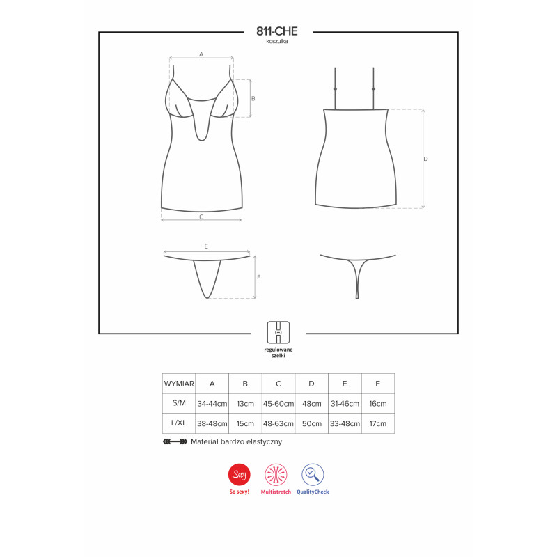 Сорочка Obsessive 811-CHE-1 Черная S/M Сорочка Obsessive 811-CHE-1 Черная S/M