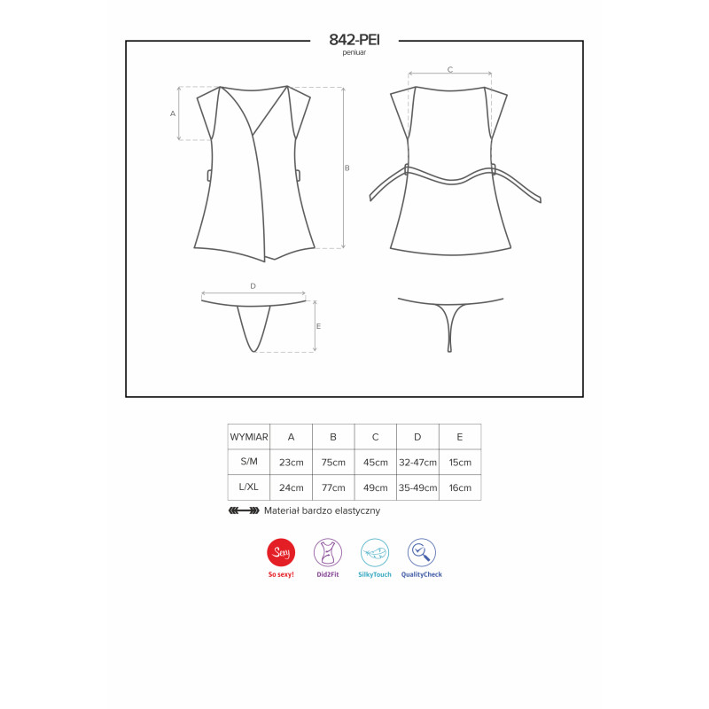 Пеньюар Obsessive 842-PEI-1 Чорний L/XL Пеньюар Obsessive 842-PEI-1 Чорний L/XL