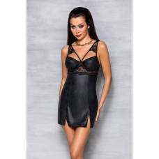 Беби-долл из эко-кожи и кружева Loona Chemise Passion black XXL/XXXL