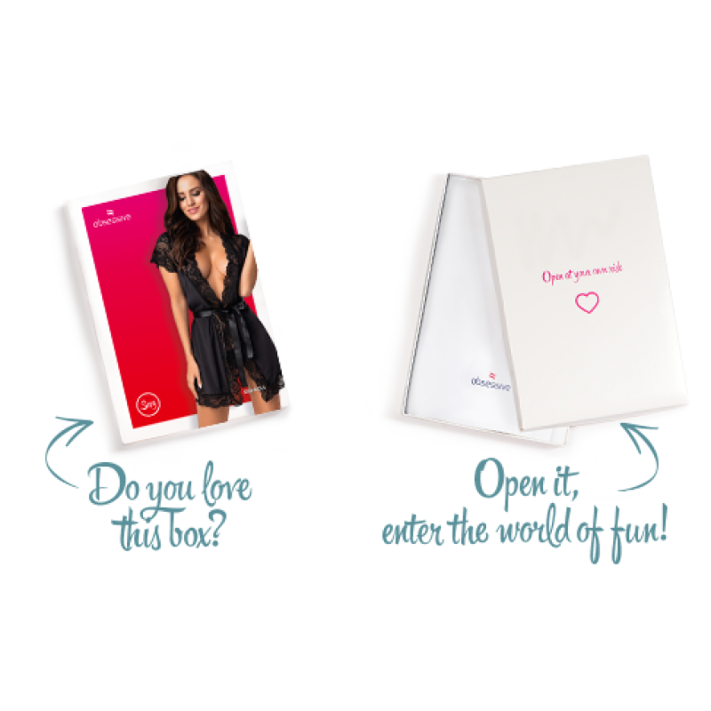 Сатиновий відкритий пеньюар на поясі Obsessive 810-PEI–1 peignoir black чорний 2XL/3XL Сатиновий відкритий пеньюар на поясі Obsessive 810-PEI–1 peignoir black чорний 2XL/3XL