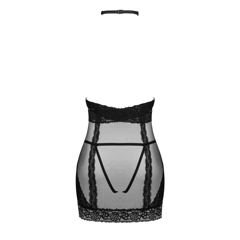 Полупрозрачная рубашка с открытой грудью Obsessive Lacrisia chemise черная XS/S Полупрозрачная рубашка с открытой грудью Obsessive Lacrisia chemise черная XS/S