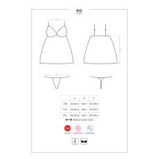 Сатиновый пеньюар с кружевом Obsessive 810-BAB-1 babydoll & thong черный S/M