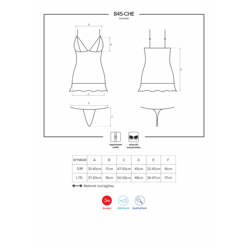 Рубашка Obsessive 845-CHE-5 Рожева S/M