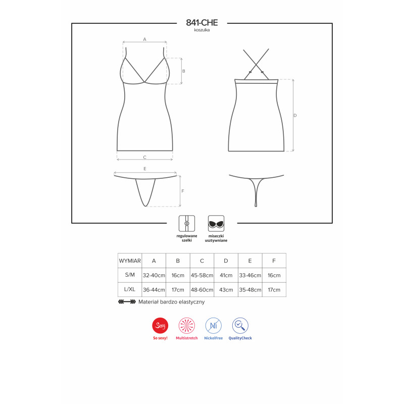 Рубашка Obsessive 841-CHE-1 Чорна S/M