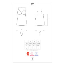 Сорочка Obsessive 877-CHE-1 Черная L/XL