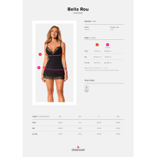 Рубашка и трусики Obsessive Bella Rou chemise & thong черные XS/S