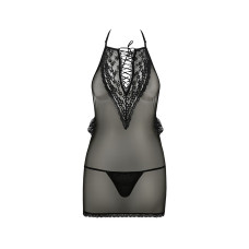 Сорочка прозрачная приталенная Passion ERZA CHEMISE Черная L/XL