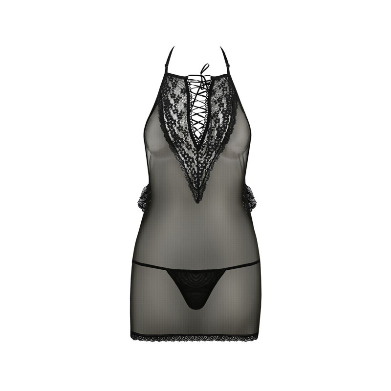 Сорочка прозрачная приталенная Passion ERZA CHEMISE Черная L/XL Сорочка прозрачная приталенная Passion ERZA CHEMISE Черная L/XL