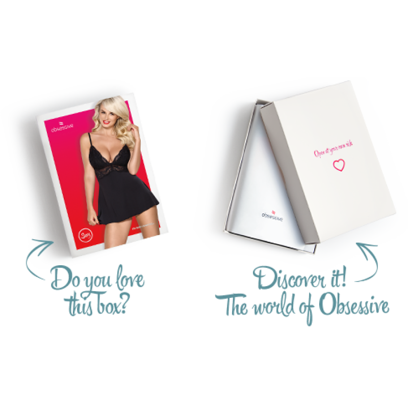 Сатиновый пеньюар с кружевом Obsessive 810-BAB-1 babydoll & thong черный L/XL Сатиновый пеньюар с кружевом Obsessive 810-BAB-1 babydoll & thong черный L/XL