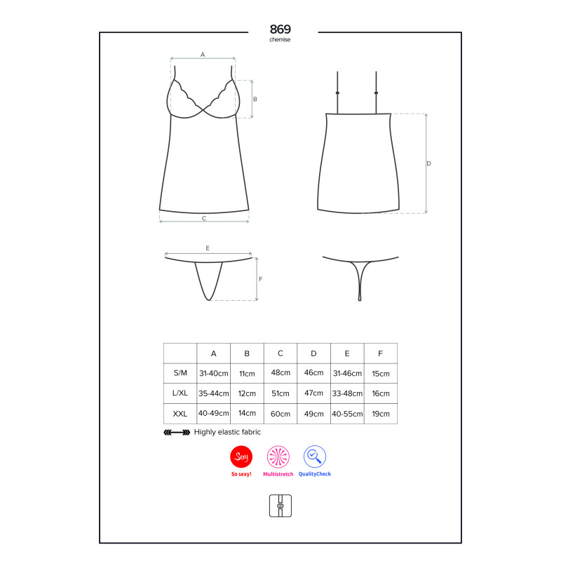 Рубашка Obsessive 869-CHE-1 Чорна S/M Рубашка Obsessive 869-CHE-1 Чорна S/M