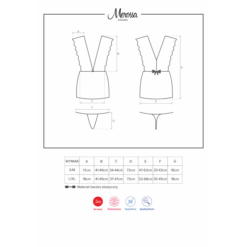 Сорочка Obsessive Merossa Черная L/XL Сорочка Obsessive Merossa Черная L/XL