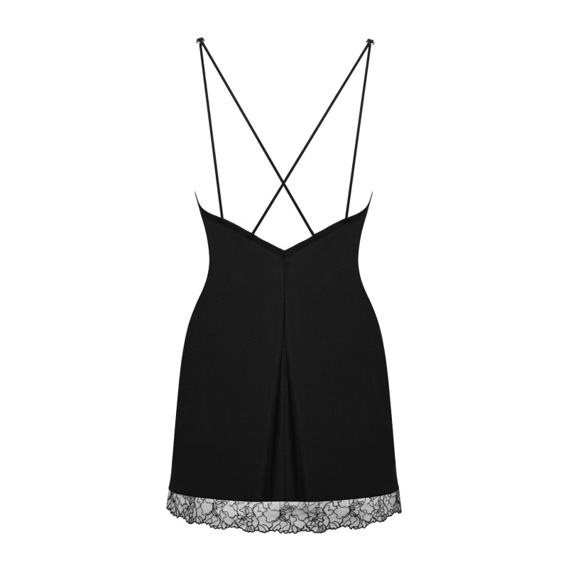 Рубашка и трусики Obsessive Bella Rou chemise & thong черные XS/S Рубашка и трусики Obsessive Bella Rou chemise & thong черные XS/S