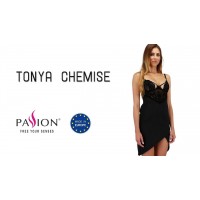 Рубашка приталена Passion TONYA CHEMISE Чорна L/XL