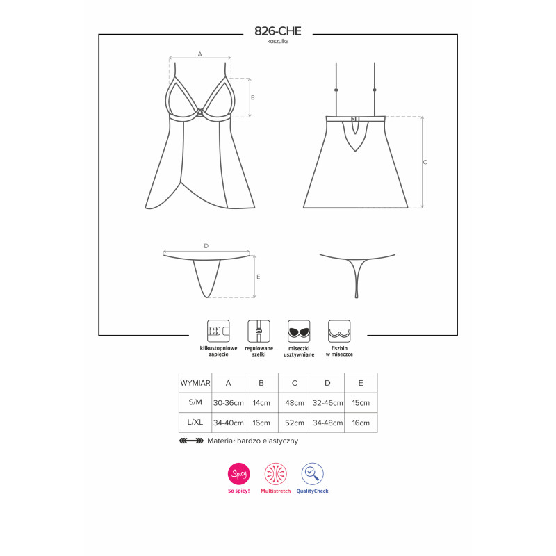 Сорочка Obsessive 826-CHE-1 Черная S/M Сорочка Obsessive 826-CHE-1 Черная S/M