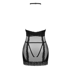Полупрозрачная рубашка с открытой грудью Obsessive Lacrisia chemise черная XL/2XL