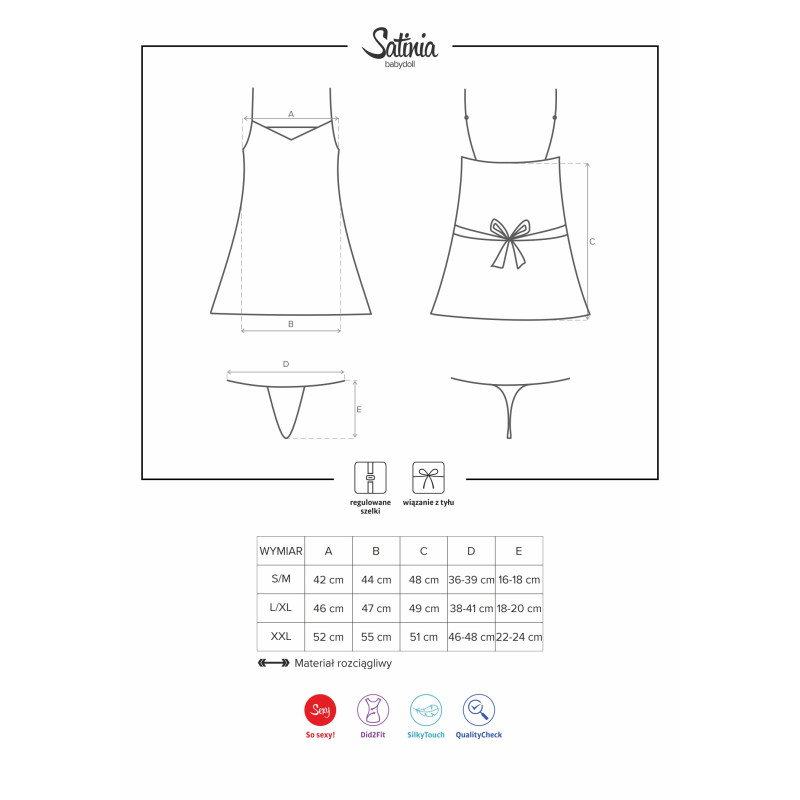 Сорочка Obsessive Satinia Черная L/XL