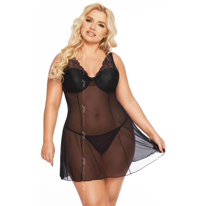 Пеньюар SoftLine Berta Черный 3XL Пеньюар SoftLine Berta Черный 3XL