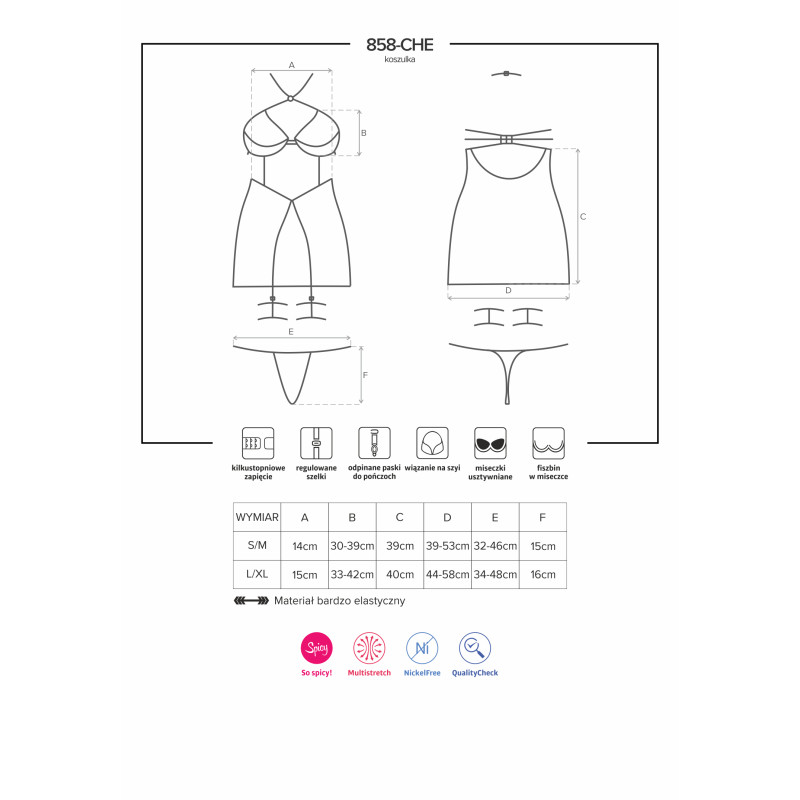 Рубашка Obsessive 857-CHE-1 Чорна S/M