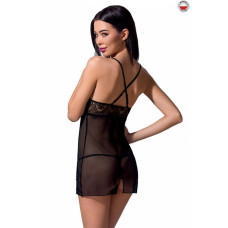 Прозрачная сорочка приталенная Passion QUENTRIS CHEMISE Черная L/XL