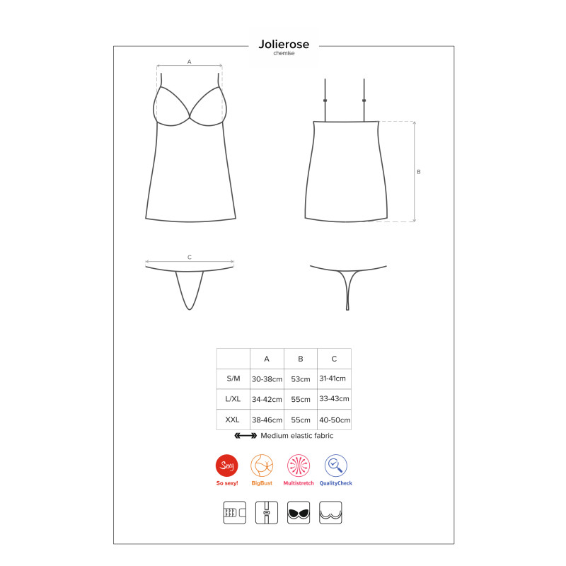 Сорочка Obsessive Jolierose Красная L/XL