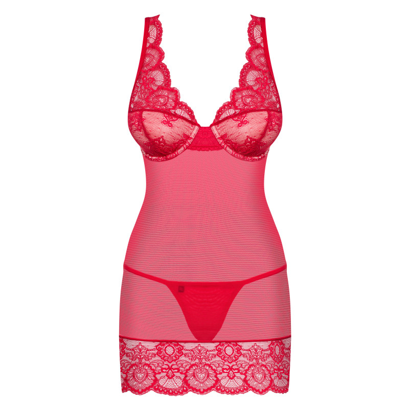 Сорочка Obsessive 853-CHE-3 Красная S/M