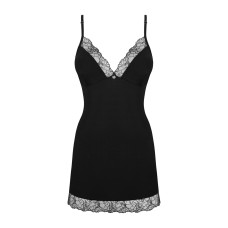 Рубашка и трусики Obsessive Bella Rou chemise & thong черные XL/2X