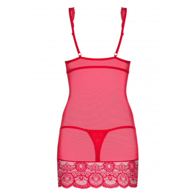 Сорочка Obsessive 853-CHE-3 Красная S/M