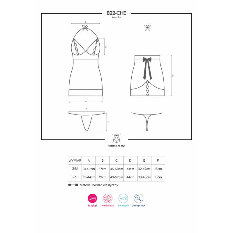 Сорочка Obsessive 822-CHE-3 Красная L/XL Сорочка Obsessive 822-CHE-3 Красная L/XL