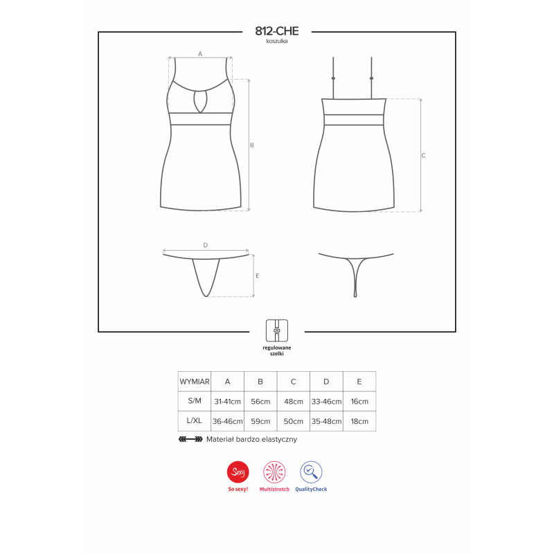 Сорочка Obsessive 812-CHE-1 Черная L/XL Сорочка Obsessive 812-CHE-1 Черная L/XL