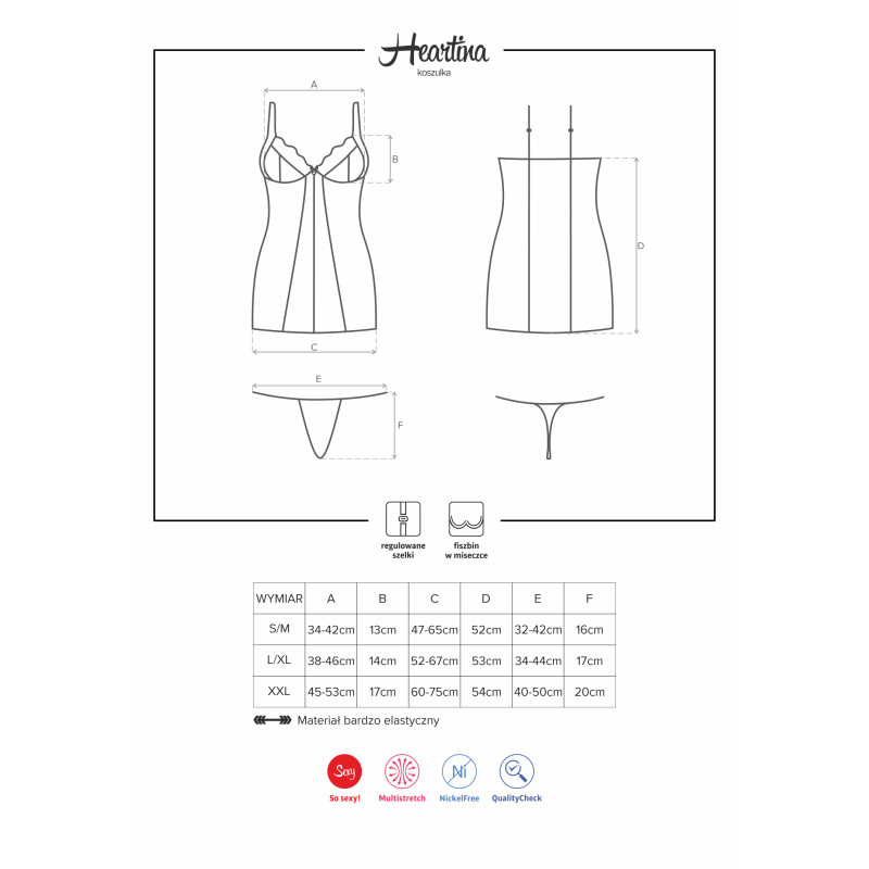 Сорочка Obsessive Heartina Красная S/M