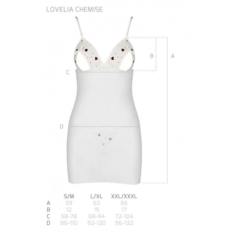 Рубашка с вырезами на груди + стринги Passion LOVELIA CHEMISE white XXL/XXXL